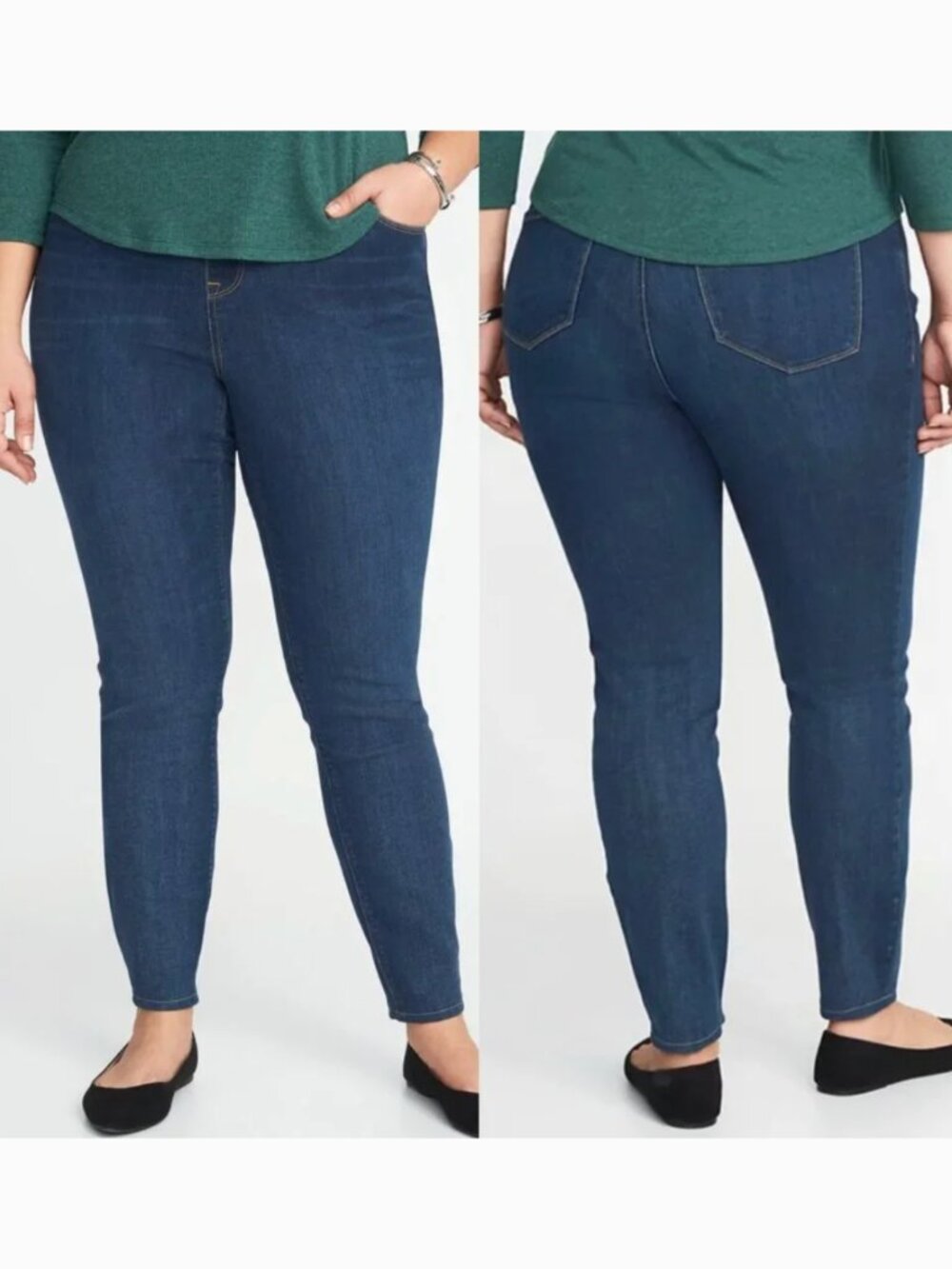 NEW NWT OLD NAVY Plus Size High Waisted Rockstar Pull On Jeggings Dark Jeans 24